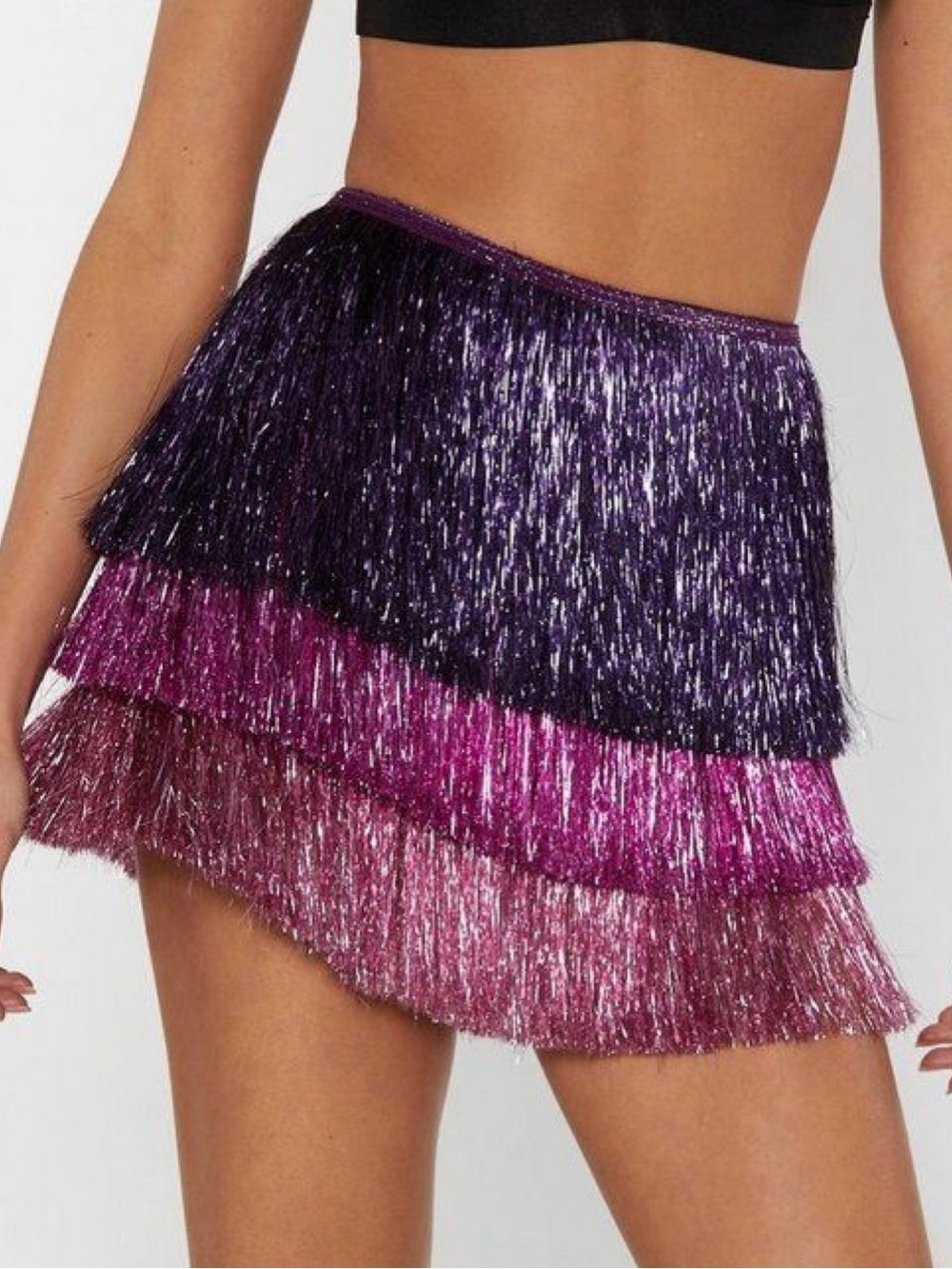 NWT Nasty Gal Tiered Fringe Skirt SZ 8
